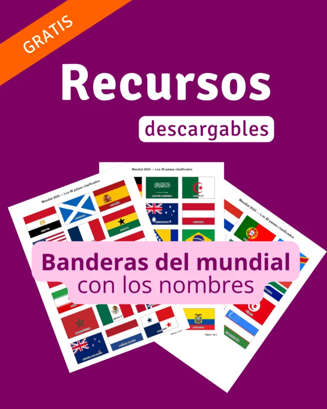 Recurso imprimible de banderas del Mundial 2026.